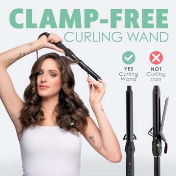 MINT Professional Clamp-Free Curling Wand 1 Inch for Long Hair | Extra Long Curl Wand w 4-Heater Ion...