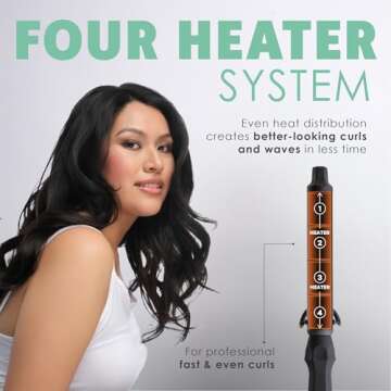 MINT Professional 1" Curling Wand | Extra Long, Adjustable Heat