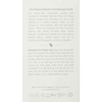 Aroma Naturals Lavender & Tangerine Essential Oil Scented Pillar Candle, Relaxing, 2.5 inch x 4 inch