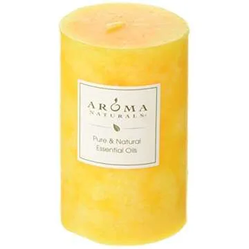 Aroma Naturals Lavender & Tangerine Essential Oil Scented Pillar Candle, Relaxing, 2.5 inch x 4 inch