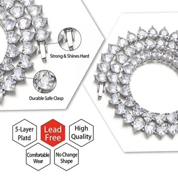 Buy Heart Tennis Necklace - Sparkly 18K Gold & Platinum Plated