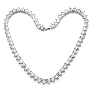 Buy Heart Tennis Necklace - Sparkly 18K Gold & Platinum Plated