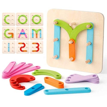 Coogam Wooden Letter Number Stacking Blocks Educational Toy