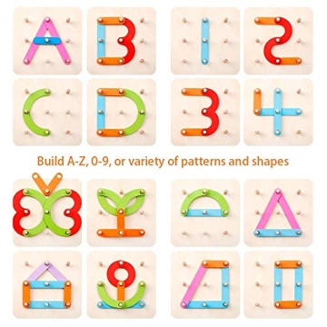 Coogam Wooden Letter Number Stacking Blocks Educational Toy