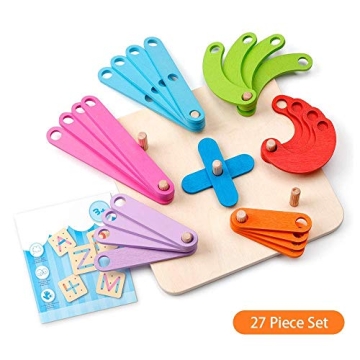 Coogam Wooden Letter Number Stacking Blocks Educational Toy