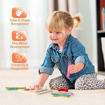 Coogam Wooden Letter Number Stacking Blocks Educational Toy