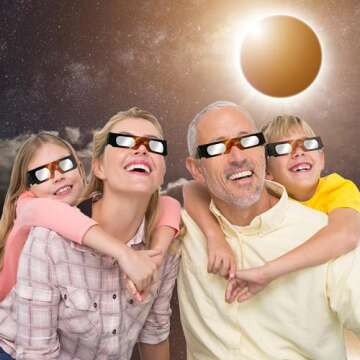 Biniki Solar Eclipse Glasses AAS Approved 2024 - CE & ISO Certified Safe Shades for Direct Sun Viewing(6 Packs), FR-2401