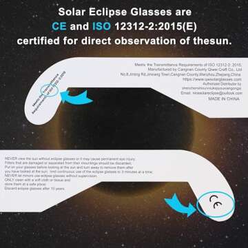 Biniki Solar Eclipse Glasses AAS Approved 2024 - CE & ISO Certified Safe Shades for Direct Sun Viewing(6 Packs), FR-2401