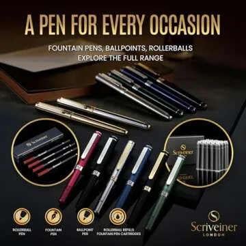 Scriveiner Silver Chrome Fountain Pen - Stunning Luxury Pen with 24K Gold Finish, Schmidt 18K Gilded Nib (Medium), Best Pen Gift Set for Men & Women, Professional, Executive Office, Nice Designer Pens