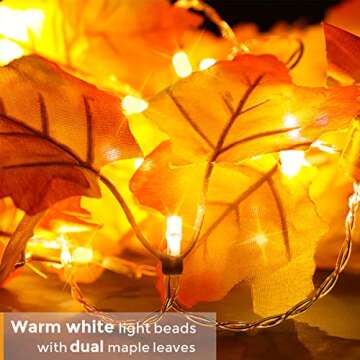 Luditek 3-Pack Fall Decor Lighted Fall Garland, Total 24.6ft 60 LED Thanksgiving Decor Halloween Str...