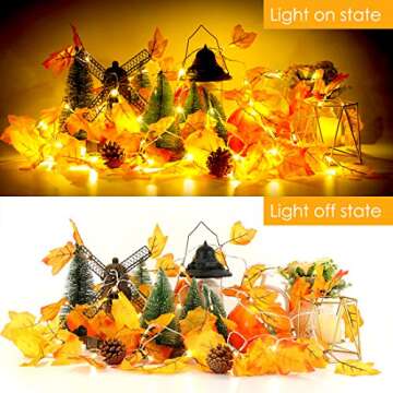 Luditek 3-Pack Fall Decor Lighted Fall Garland, Total 24.6ft 60 LED Thanksgiving Decor Halloween String Lights, Fall Decorations for Home Holiday Autumn Garland Indoor Friendsgiving Gift