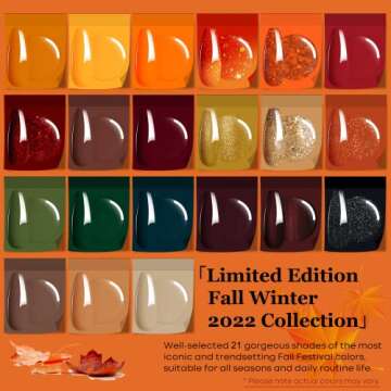 modelones Gel Nail Polish Set, 21 Colors Orange Green Red Solid Gel Polish Nude Brown Glitter Pudding Gel CD Inspired Crème Manicure Palette Christmas Nails Soak Off LED Nail Art Kit DIY W/Nail Brush