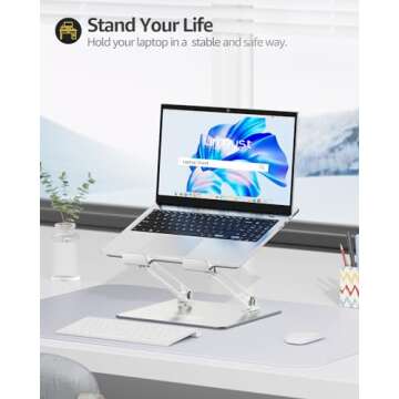 Urmust Laptop Stand, Ergonomic Adjustable Riser for Desk, Compatible with Laptops up to 16 Inches, I...