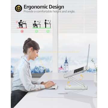 Urmust Laptop Stand, Ergonomic Adjustable Riser for Desk, Compatible with Laptops up to 16 Inches, Including MacBook Pro/Air, Portable, Heat Dissipation, Gift for Women Men