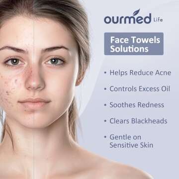Ourmed Life Face Towels, Disposable Biodegradable Clean Facial Wash Cloth for Sensitive Skin, Lint- free Facial Towels for Cleansing, Skincare and Makeup Remover, Dry Wipes,100 Count,Dot texture