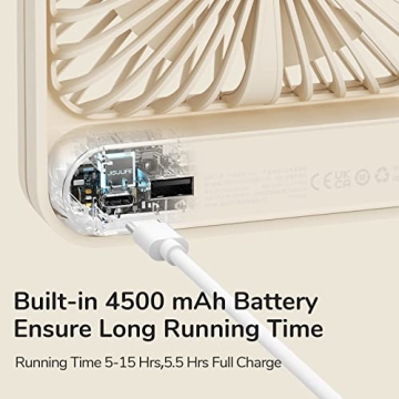 JISULIFE 4500mAh Portable Desk Fan Rechargeable