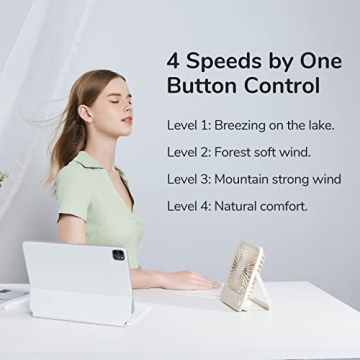 JISULIFE 4500mAh Portable Desk Fan Rechargeable