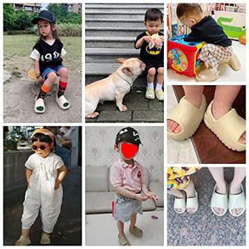 Erhuoxz Toddler Little Kids Slides Sandals, Kid Summer Slip On Slides Sandals,Beach Pool Anti-slip Water Shoes,Indoor Outdoor Lightweight Slippers Sandals for Boys and Girls