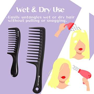 HYOUJIN Wide Tooth Comb for All Hair Types - Travel Friendly