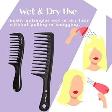 HYOUJIN Wide Tooth Comb for All Hair Types - Travel Friendly