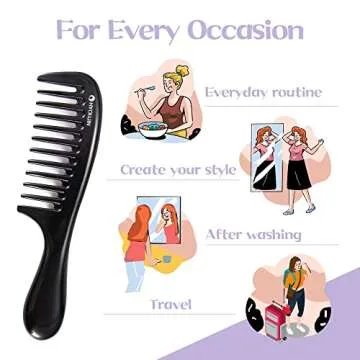 HYOUJIN Wide Tooth Comb for All Hair Types - Travel Friendly