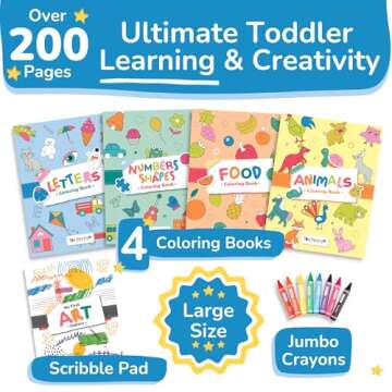 TOYVENTIVE Toddler Coloring Books & Crayons, Toys & Birthday Gifts for 1+,2,3,4 Years Old Girls, Tod...