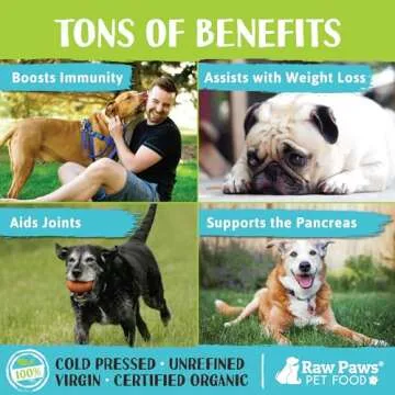 Raw Paws Organic Virgin Coconut Oil for Dogs & Cats, 8-oz - Supports Immune System, Digestion, Oral Health, Thyroid - All Natural Allergy Relief for Dogs - Hairball Relief