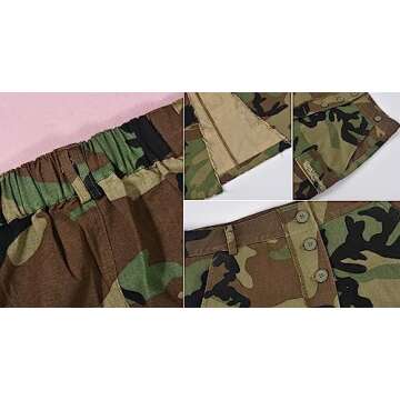 Symina Camo Skirt Women Cargo High Split Camouflage High Waist Button Down Jeans Skirts