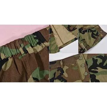 Symina Camo Skirt Women Cargo High Split Camouflage High Waist Button Down Jeans Skirts