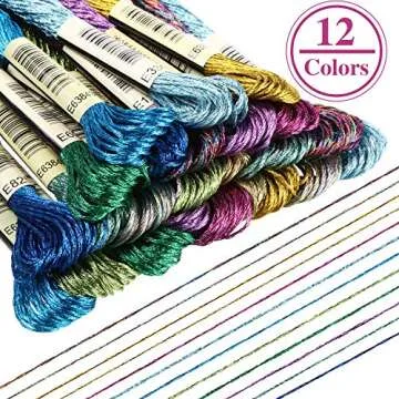 WILLBOND 24 Pcs Metallic Embroidery Floss Cotton Stitch Embroidery Thread Skein Threads Glitter Embroidery Thread Cross Stitch Thread for Friendship Bracelets DIY Thread Crafts(Classic Color)