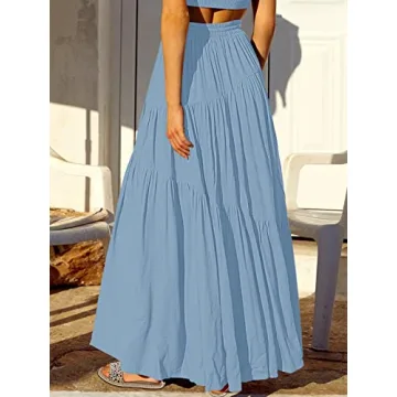 Comfortable Women's Boho Maxi Skirt with Pockets