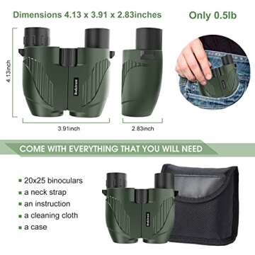 Lightweight 20X25 Compact Binoculars for All Ages