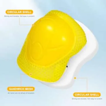WINOMO 6pcs Knee Pads Elbow Pads Wrist Guards Gear Set Cycling Skating Sports Guard Pads for Kids Adult Yellow