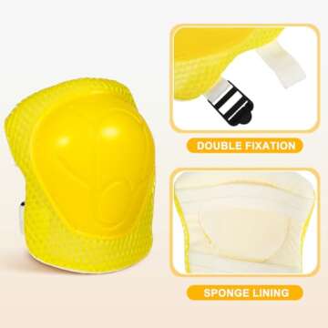 WINOMO 6pcs Knee Pads Elbow Pads Wrist Guards Gear Set Cycling Skating Sports Guard Pads for Kids Adult Yellow
