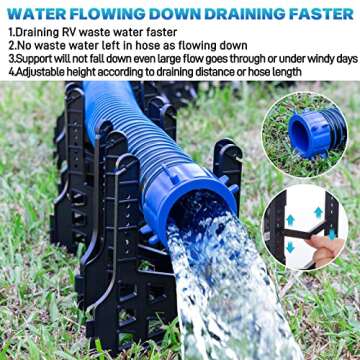 BOYISEN RV Sewer Hose Support - 10 FT Height Adjustable Sewer Hose Support for RV Camper Dumping Faster and Thoroughly with Secure Rubber Band and Storage Strap