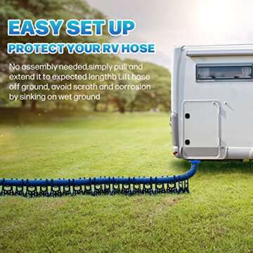 BOYISEN RV Sewer Hose Support - 10 FT Height Adjustable Sewer Hose Support for RV Camper Dumping Faster and Thoroughly with Secure Rubber Band and Storage Strap