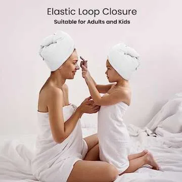 SimpleField Microfiber Hair Towel Wrap for Women - White - 350 gsm - Absorbent & Gentle Quick Drying - Reduce Frizz and Hair Damage