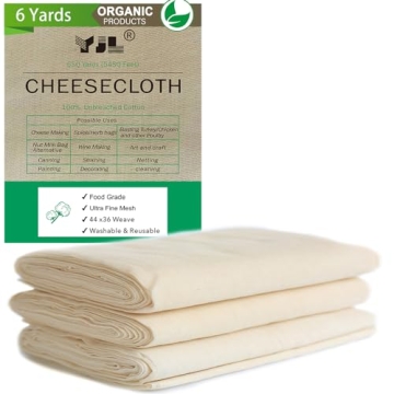 YJL Organic Cheese Cloth for Straining, 54 Sq Feet, Reusable & Durable
