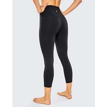 CRZ YOGA Women's Naked Feeling Workout Capris Leggings 21 Inches - Gym Compression Tummy Control Yoga Capri Pants Black Large