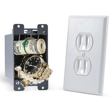 Electrical Outlet Hidden Wall Safe (Simple Install, Magnetically Attaches For Easy Use) Hiding Place...