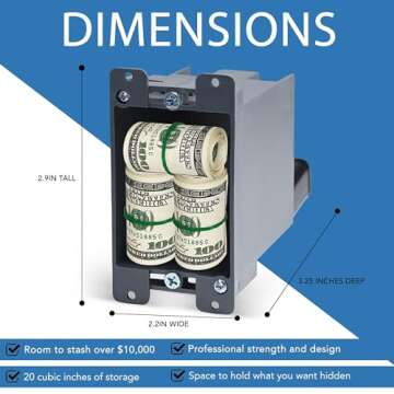 Electrical Outlet Hidden Wall Safe (Simple Install, Magnetically Attaches For Easy Use) Hiding Places for Valuables | Hide in Plain Sight Key Money Jewelry Storage Cash Holder Safes Outlet Safe Box