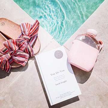 Hip 22-oz Flat Water Bottle Flask with Textured Silicone Sleeve and Carrying Handle - Tritan BPA-Free Plastic (Blush)