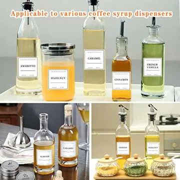 40PCS Coffee Syrup Labels for Coffee Bar, Coffee Station Syrup Dispenser Labels, Waterproof Labels for Coffee Syrup Bottles