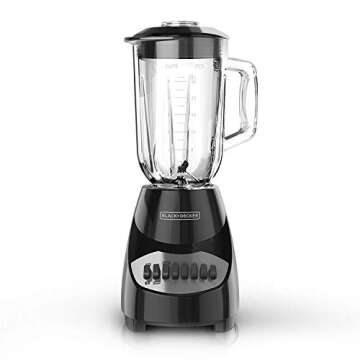 BLACK+DECKER 10-Speed Countertop Blender, BL2010BG, 6-Cup Glass Jar, Dishwasher-Safe, Stainless Steel Blade, Suction Feet