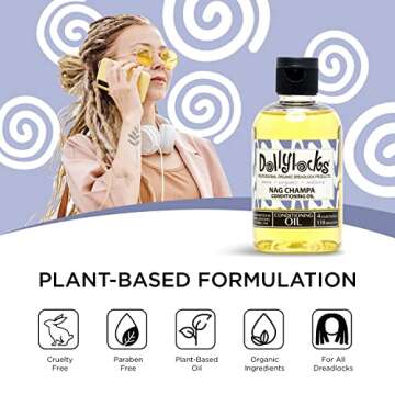 Dollylocks Conditioning Oil - Nag Champa for Healthy Dreadlocks & Curly Hair - Organic Moisturizer 4...