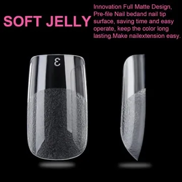 UNA GELLA 504PCS Short Nail Tips Square Shape Nail Extension Square Pre Etched Gel x Fake Nails Tips No C Curve For Women DIY French Style Salon At Home Full Cover Soft Acrylic False Tips 12 Sizes