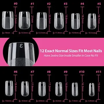UNA GELLA 504PCS Short Nail Tips Square Shape Nail Extension Square Pre Etched Gel x Fake Nails Tips No C Curve For Women DIY French Style Salon At Home Full Cover Soft Acrylic False Tips 12 Sizes