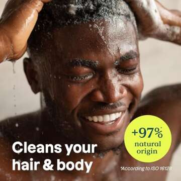 ATTITUDE 2-in-1 Body Wash and Hair Shampoo, EWG Verified Shower Gel, Dermatologically Tested, Made with Naturally Derived Ingredients, Vegan Personal Care, Ginseng and Grapeseed Oil, 16 Fl Oz