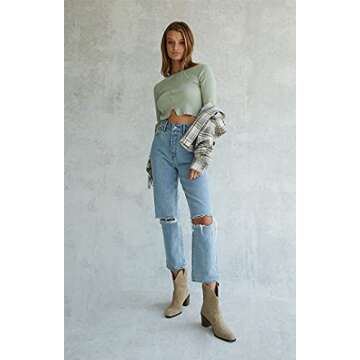 PacSun Women's Light Blue High Waisted Straight Leg Jeans Size 30