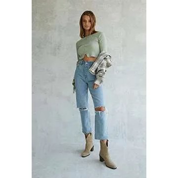 PacSun Women's Light Blue High Waisted Straight Leg Jeans Size 30